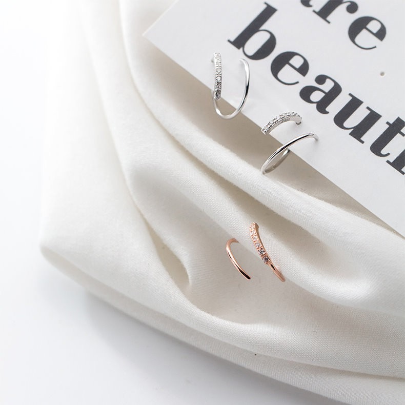 【整體925銀】純銀耳環 細緻時尚 雙圈排鑽圈圈  ＊花漾美人＊嚴選-細節圖3