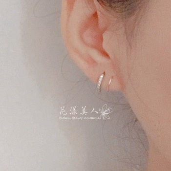 【整體925銀】純銀耳環 細緻時尚 雙圈排鑽圈圈  ＊花漾美人＊嚴選-細節圖4