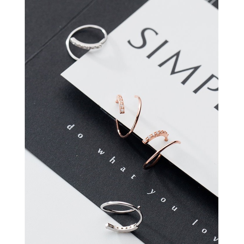 【整體925銀】純銀耳環 細緻時尚 雙圈排鑽圈圈  ＊花漾美人＊嚴選-細節圖5