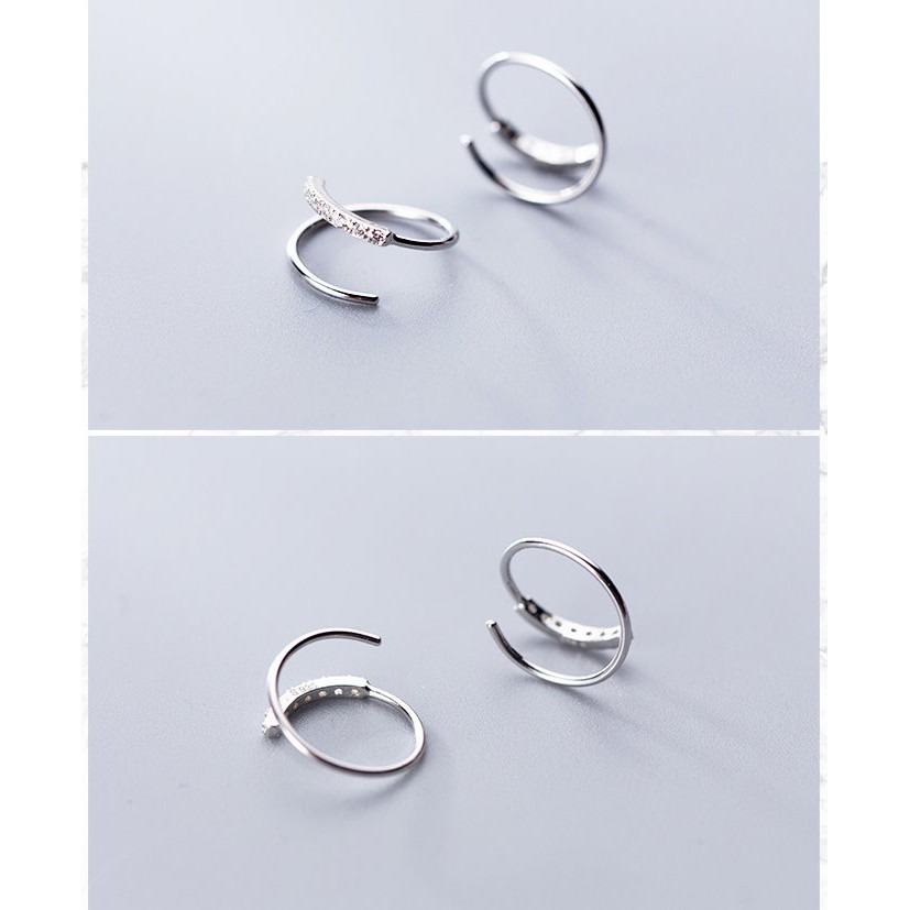 【整體925銀】純銀耳環 細緻時尚 雙圈排鑽圈圈  ＊花漾美人＊嚴選-細節圖6