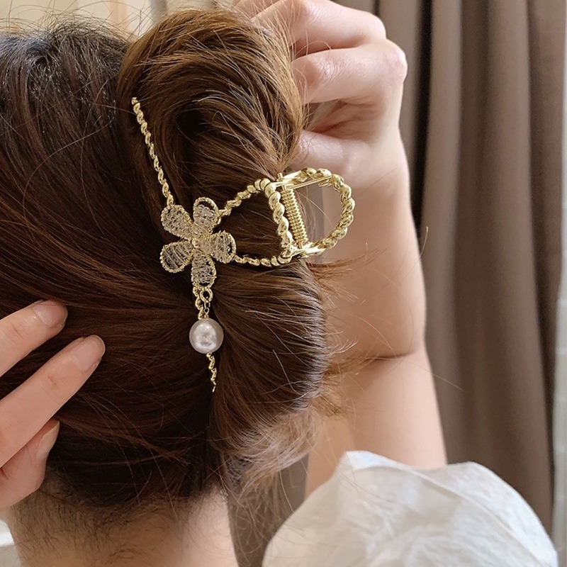 抓夾 髮夾鯊魚夾 金屬抓夾 花朵抓夾 簡約金屬風 ＊花漾美人＊嚴選-細節圖3