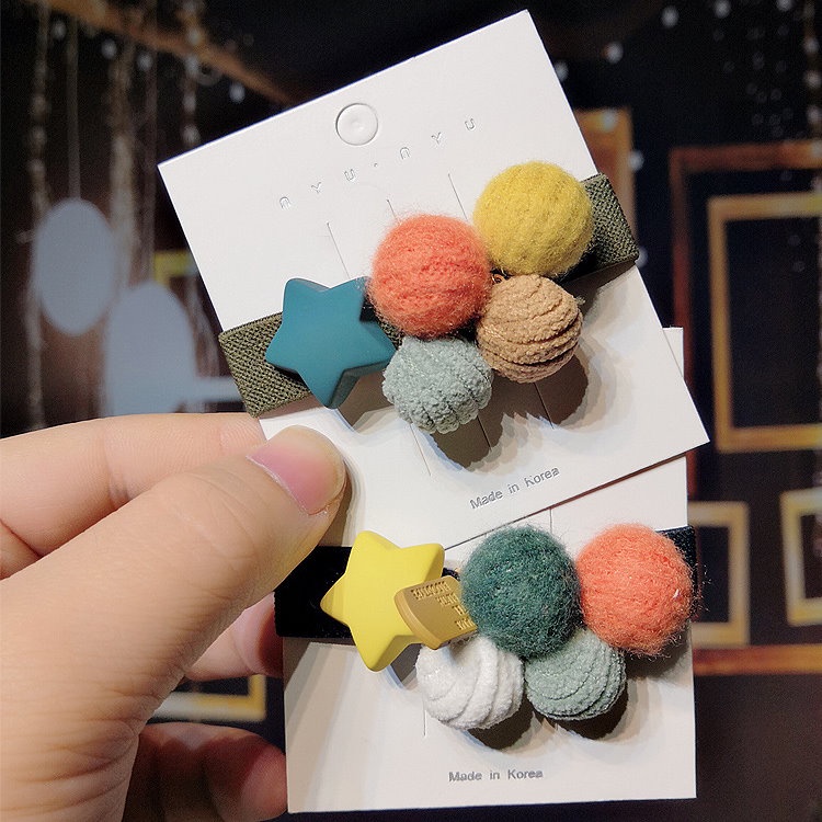 髮束 可愛繽紛球球綴星星 髮束/髮繩/髮圈/綁頭髮 ＊花漾美人＊嚴選-細節圖2