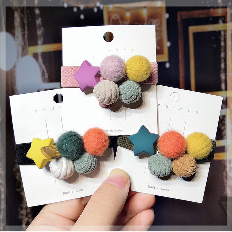 髮束 可愛繽紛球球綴星星 髮束/髮繩/髮圈/綁頭髮 ＊花漾美人＊嚴選-細節圖3