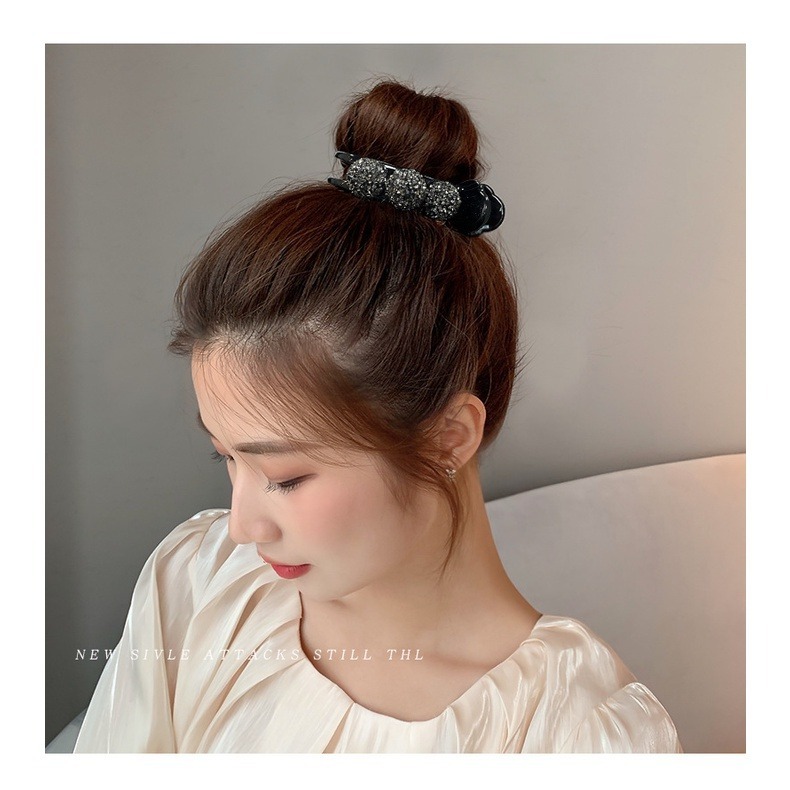 丸子頭 包包頭 髮夾 抓夾 低調奢華閃鑽 香蕉夾 髮尾夾 扭夾 ＊花漾美人＊嚴選-細節圖3