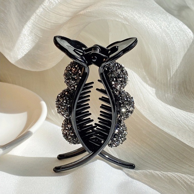 丸子頭 包包頭 髮夾 抓夾 低調奢華閃鑽 香蕉夾 髮尾夾 扭夾 ＊花漾美人＊嚴選-細節圖5