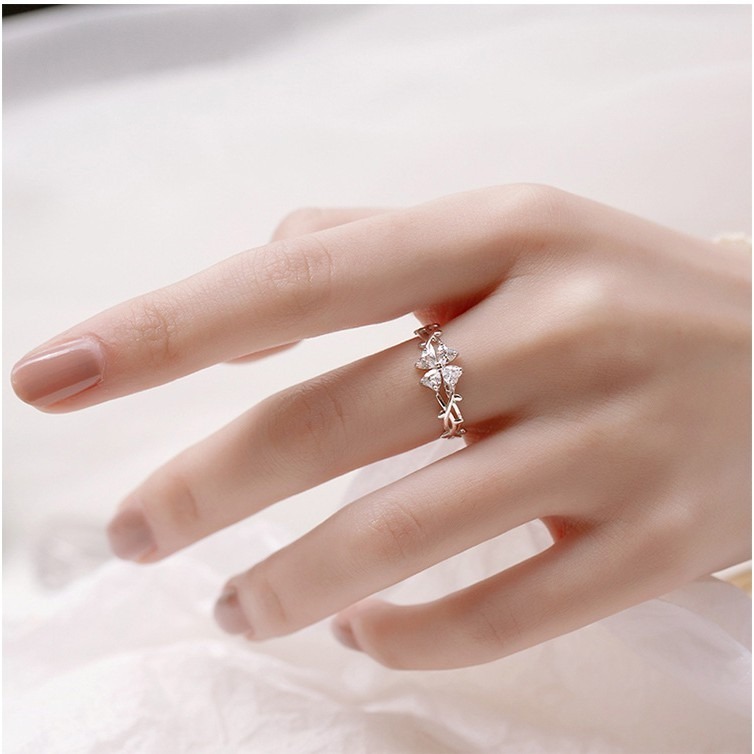 幸運草戒指 食指戒 幸運草藤蔓 開口可調戒指＊花漾美人＊嚴選-細節圖5