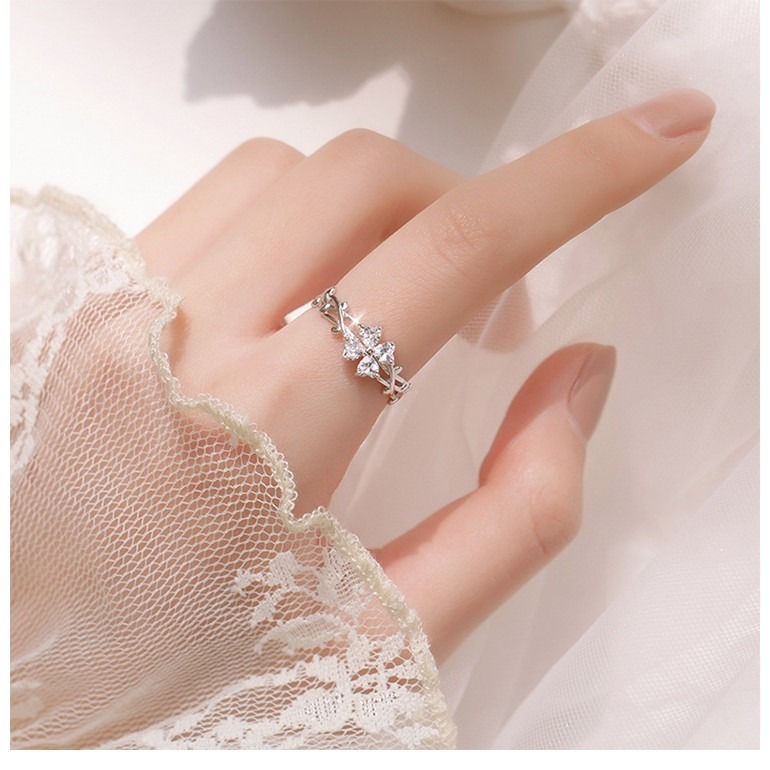 幸運草戒指 食指戒 幸運草藤蔓 開口可調戒指＊花漾美人＊嚴選-細節圖7