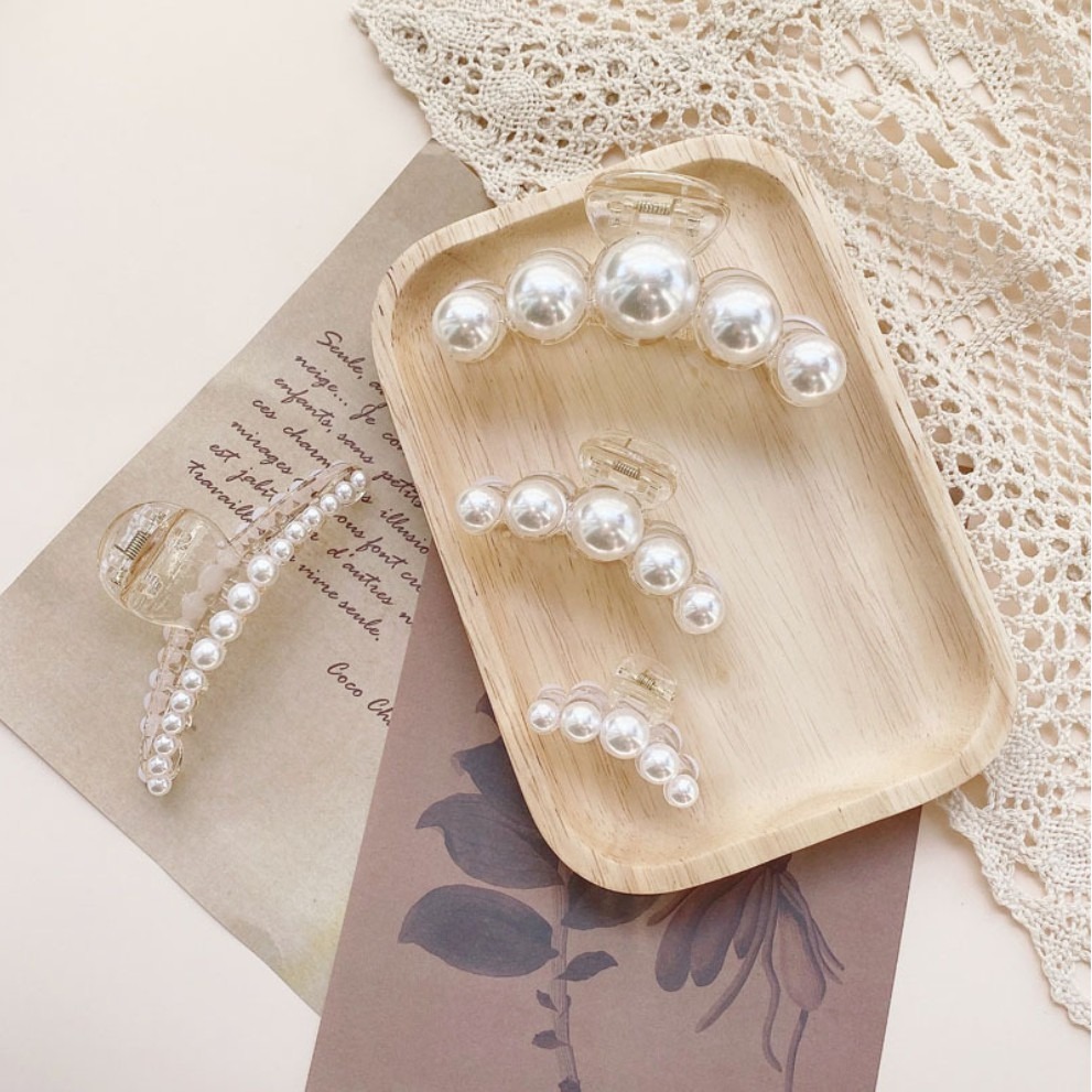 抓夾  氣質珍珠 珍珠抓夾 髮夾/抓夾/鯊魚夾 ＊花漾美人＊嚴選-細節圖2