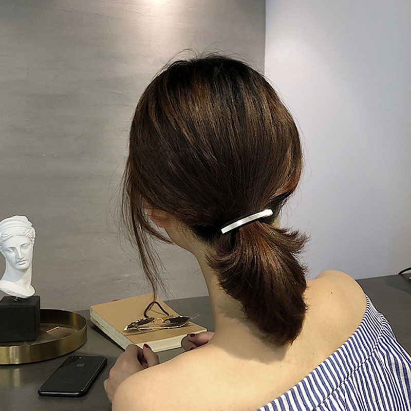 髮束 髮繩 髮圈 綁頭髮 簡約細絲紋一字金屬風   ＊花漾美人＊嚴選-細節圖3