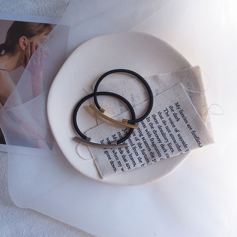 髮束 髮繩 髮圈 綁頭髮 簡約細絲紋一字金屬風   ＊花漾美人＊嚴選-細節圖4