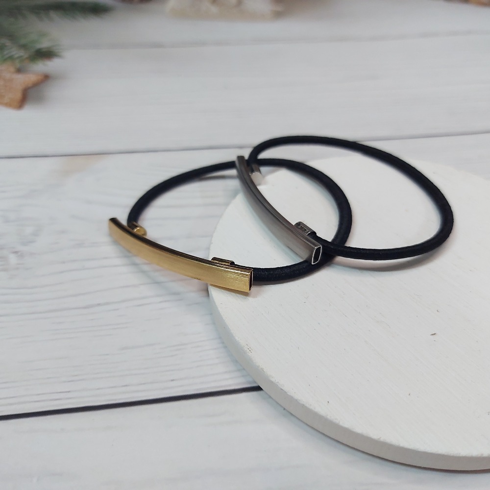 髮束 髮繩 髮圈 綁頭髮 簡約細絲紋一字金屬風   ＊花漾美人＊嚴選-細節圖5