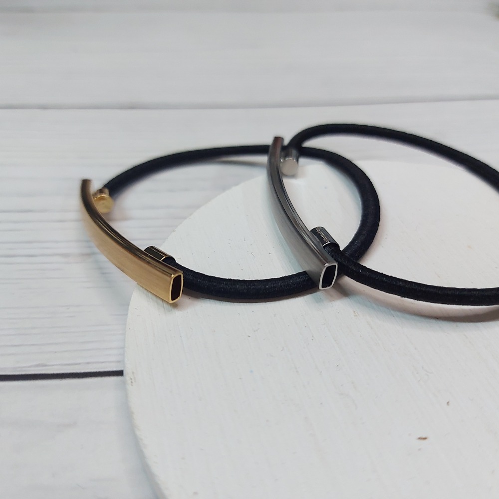 髮束 髮繩 髮圈 綁頭髮 簡約細絲紋一字金屬風   ＊花漾美人＊嚴選-細節圖6