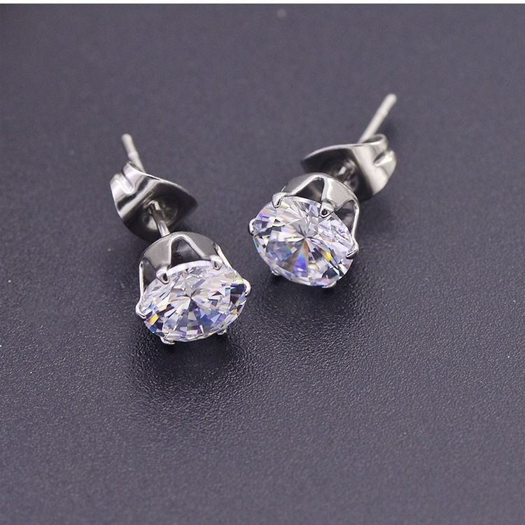 耳環 鈦鋼耳環 防過敏 經典六爪鑽 永不退流行 簡約百搭 光彩動人 不褪色 ＊花漾美人＊嚴選-細節圖4