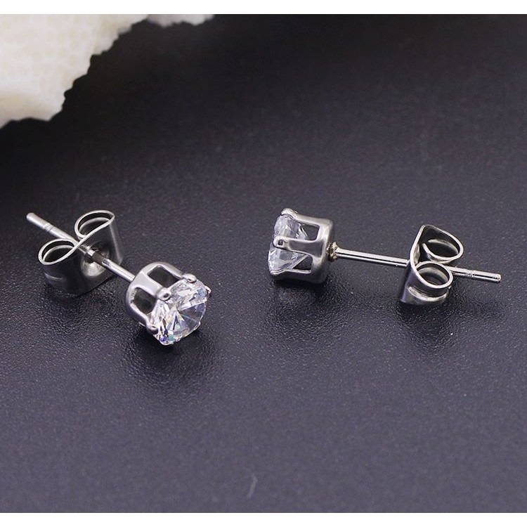 耳環 鈦鋼耳環 防過敏 經典六爪鑽 永不退流行 簡約百搭 光彩動人 不褪色 ＊花漾美人＊嚴選-細節圖5