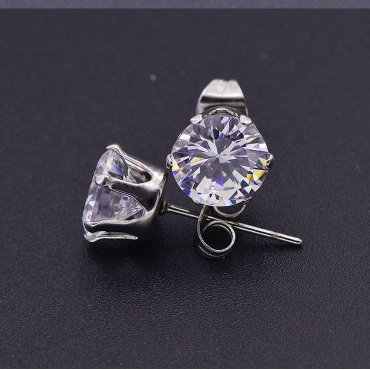 耳環 鈦鋼耳環 防過敏 經典六爪鑽 永不退流行 簡約百搭 光彩動人 不褪色 ＊花漾美人＊嚴選-細節圖6