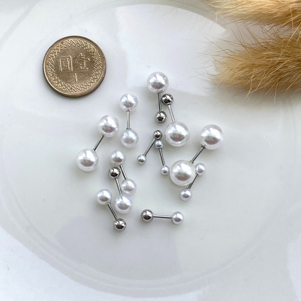 轉珠耳環 鎖珠耳環 醫療鋼耳環 鈦鋼耳環 珍珠耳環 鈦鋼耳環 ＊花漾美人＊嚴選-細節圖4