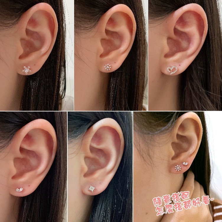 轉珠耳環 鎖珠耳環 螺旋耳針 實拍 鎖式耳環 十字架 幸運草 蝴蝶結 多款可選 316L鈦鋼耳針＊花漾美人＊嚴選-細節圖3