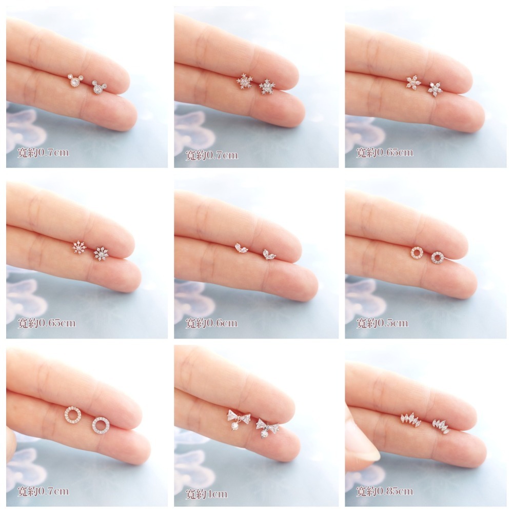 轉珠耳環 鎖珠耳環 螺旋耳針 實拍 鎖式耳環 十字架 幸運草 蝴蝶結 多款可選 316L鈦鋼耳針＊花漾美人＊嚴選-細節圖5