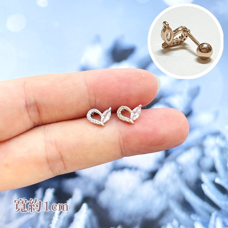 轉珠耳環 鎖珠耳環 螺旋耳針 鎖式耳環 實拍 醫療鋼耳針 白花藤 愛心 多款可選 316L＊花漾美人＊嚴選-規格圖8