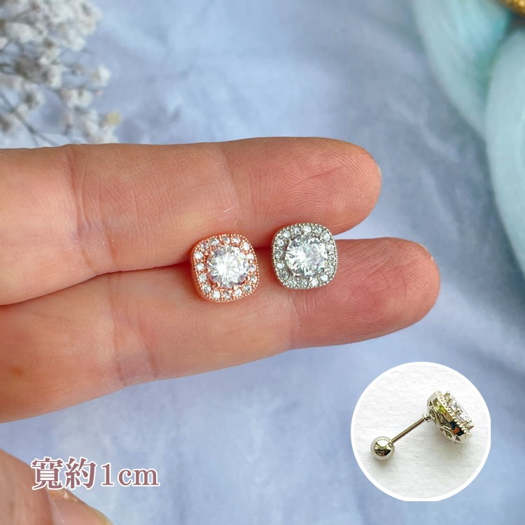 轉珠耳環 鎖珠耳環 螺旋耳針 鎖式耳環 醫療鋼耳環 貓咪 方鑽 魚骨 枝葉 花朵＊花漾美人＊嚴選-規格圖11