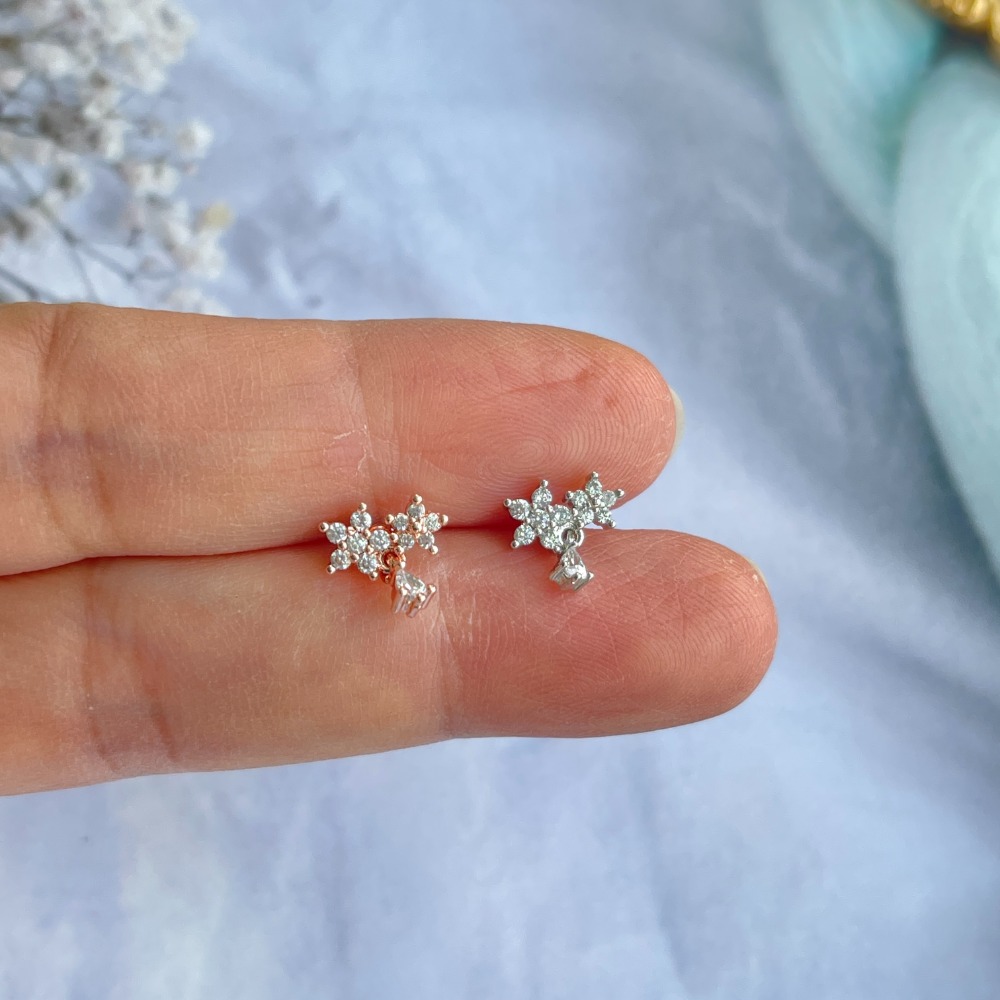 轉珠耳環 鎖珠耳環 螺旋耳針 鎖式耳環 醫療鋼耳環 貓咪 方鑽 魚骨 枝葉 花朵＊花漾美人＊嚴選-規格圖11