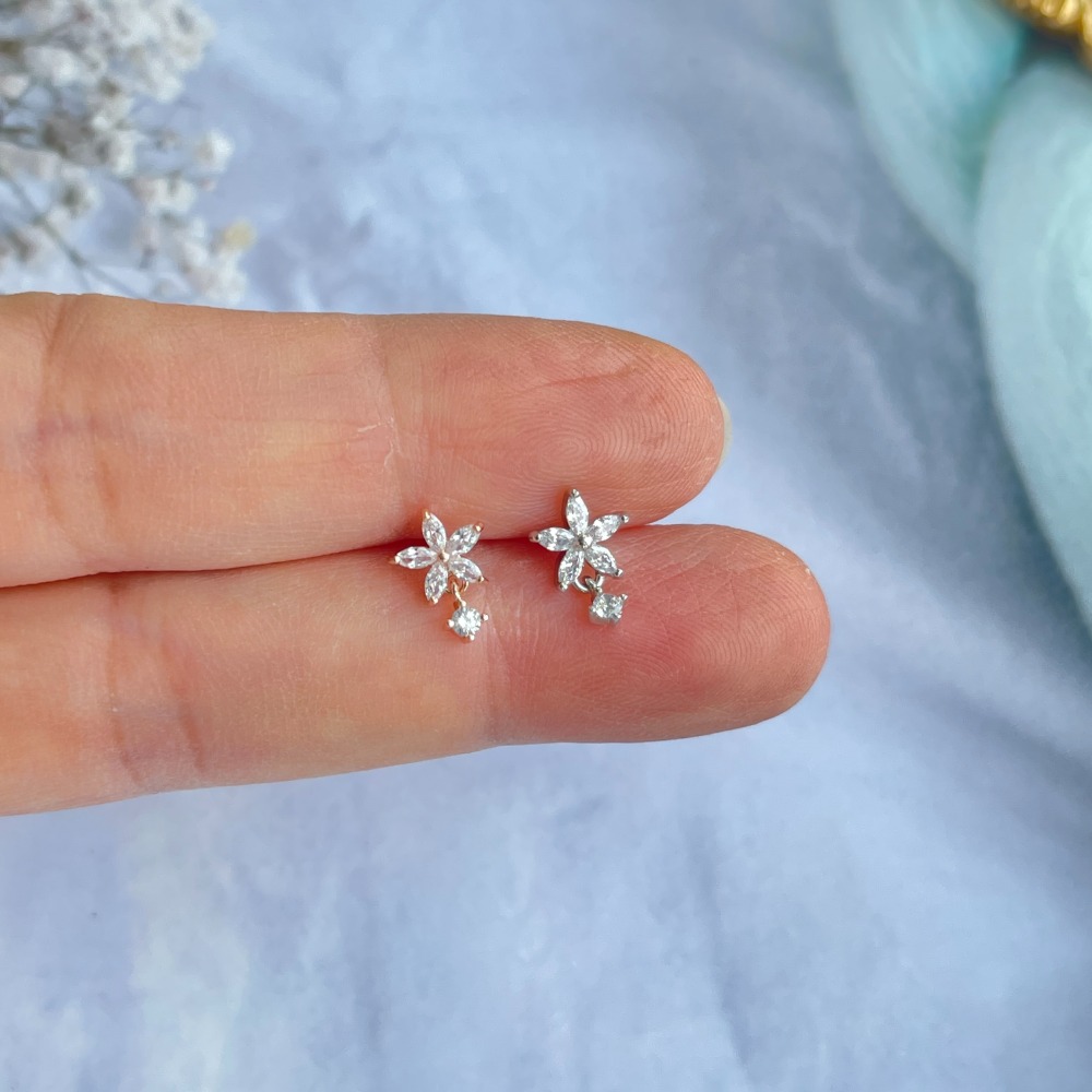 轉珠耳環 鎖珠耳環 螺旋耳針 鎖式耳環 醫療鋼耳環 貓咪 方鑽 魚骨 枝葉 花朵＊花漾美人＊嚴選-規格圖11