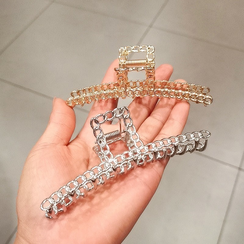 抓夾 公主夾 髮夾 鯊魚夾 簡約金屬鍊條 鯊魚夾 ＊花漾美人＊嚴選-細節圖2