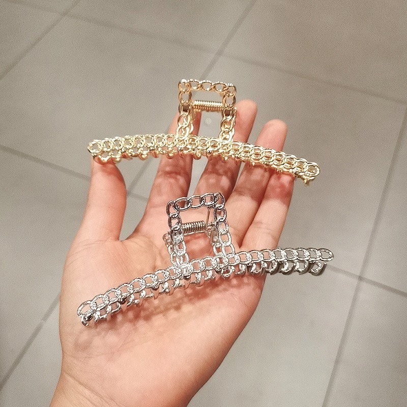 抓夾 公主夾 髮夾 鯊魚夾 簡約金屬鍊條 鯊魚夾 ＊花漾美人＊嚴選-細節圖3