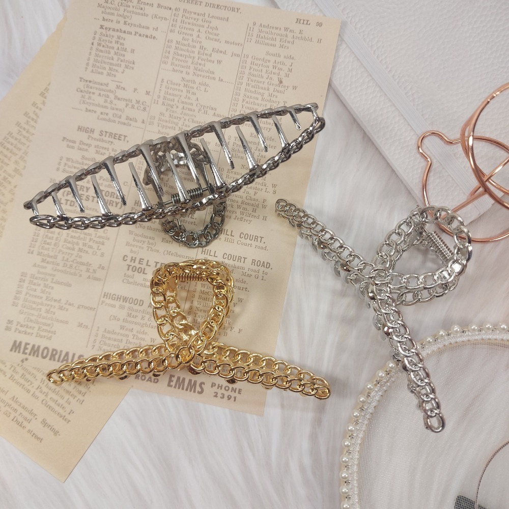 抓夾/公主夾/髮夾/鯊魚夾 簡約金屬風 霧面金屬感 鍊條 麻花 ＊花漾美人＊嚴選-細節圖4