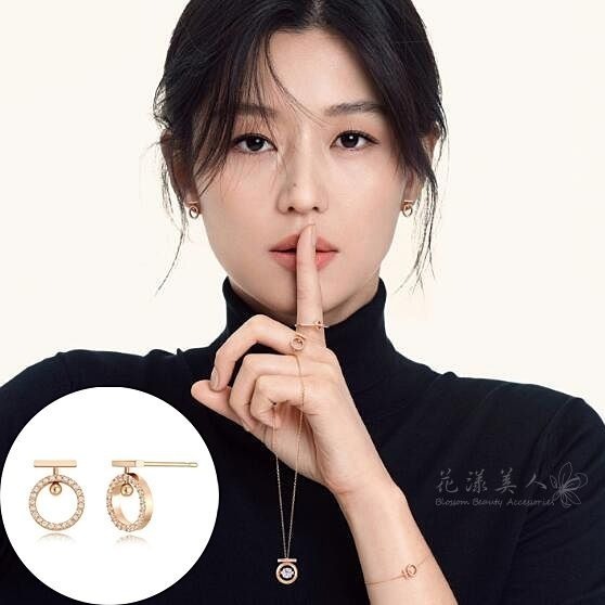 耳環 簡約時尚鏤空滿鑽小圈環 觸及真心同款 S925純銀耳針＊花漾美人＊嚴選-細節圖2