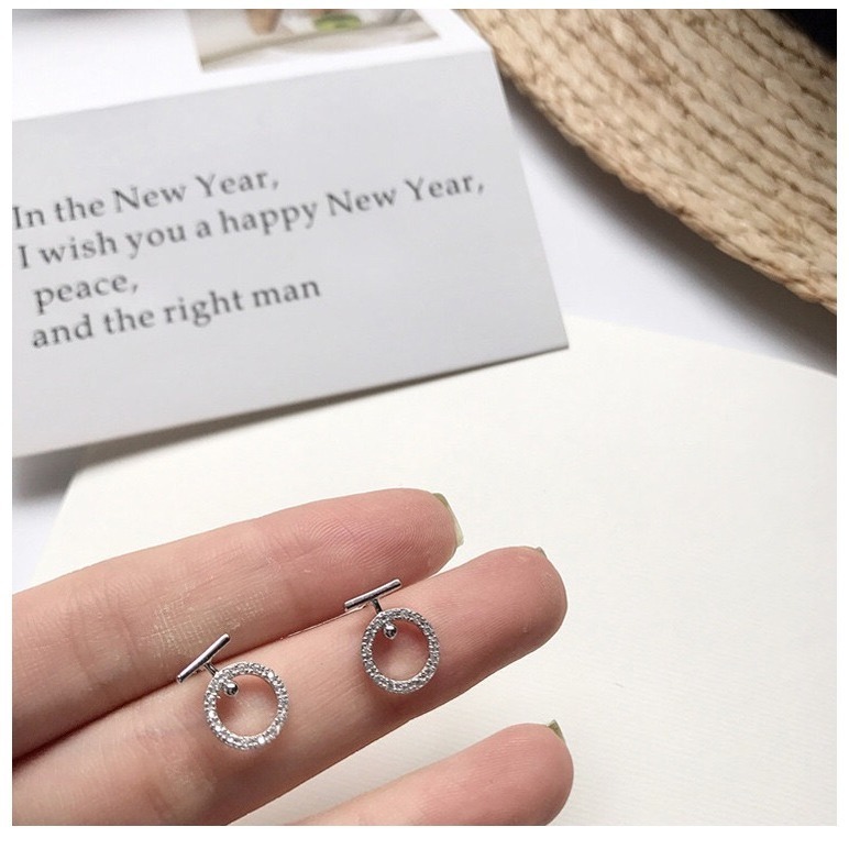 耳環 簡約時尚鏤空滿鑽小圈環 觸及真心同款 S925純銀耳針＊花漾美人＊嚴選-細節圖8