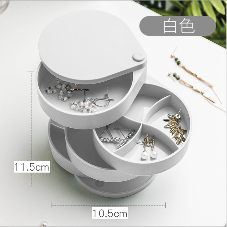 歐風首飾收納盒 耳環收納 首飾盒 飾品盒 收納盒 戒指盒 四層360°旋轉收納盒 ＊花漾美人＊嚴選-細節圖11