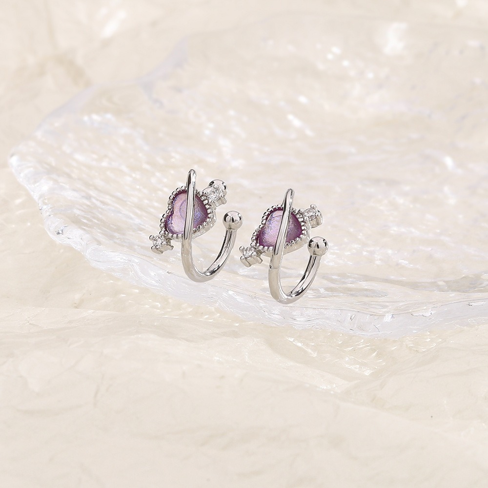 耳環 耳夾 炫彩小巧愛心 星砂感 宇宙愛心 ＊花漾美人＊嚴選-細節圖4