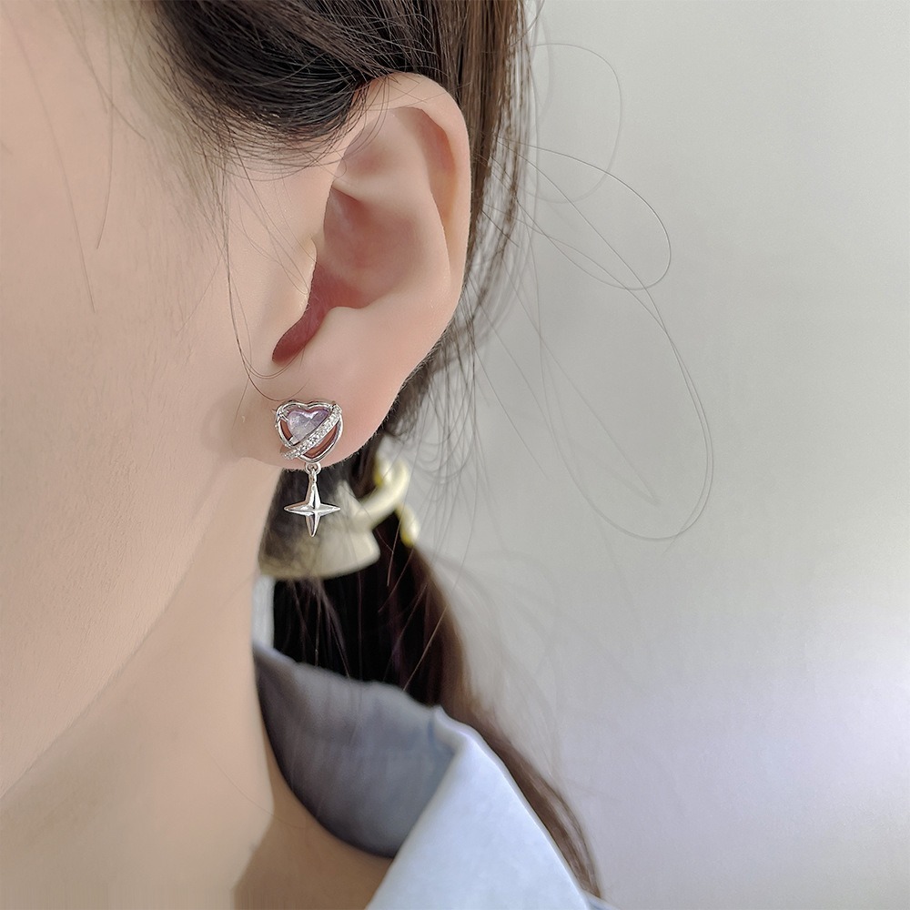 耳環 耳夾 炫彩小巧愛心 星砂感 宇宙愛心 ＊花漾美人＊嚴選-細節圖6