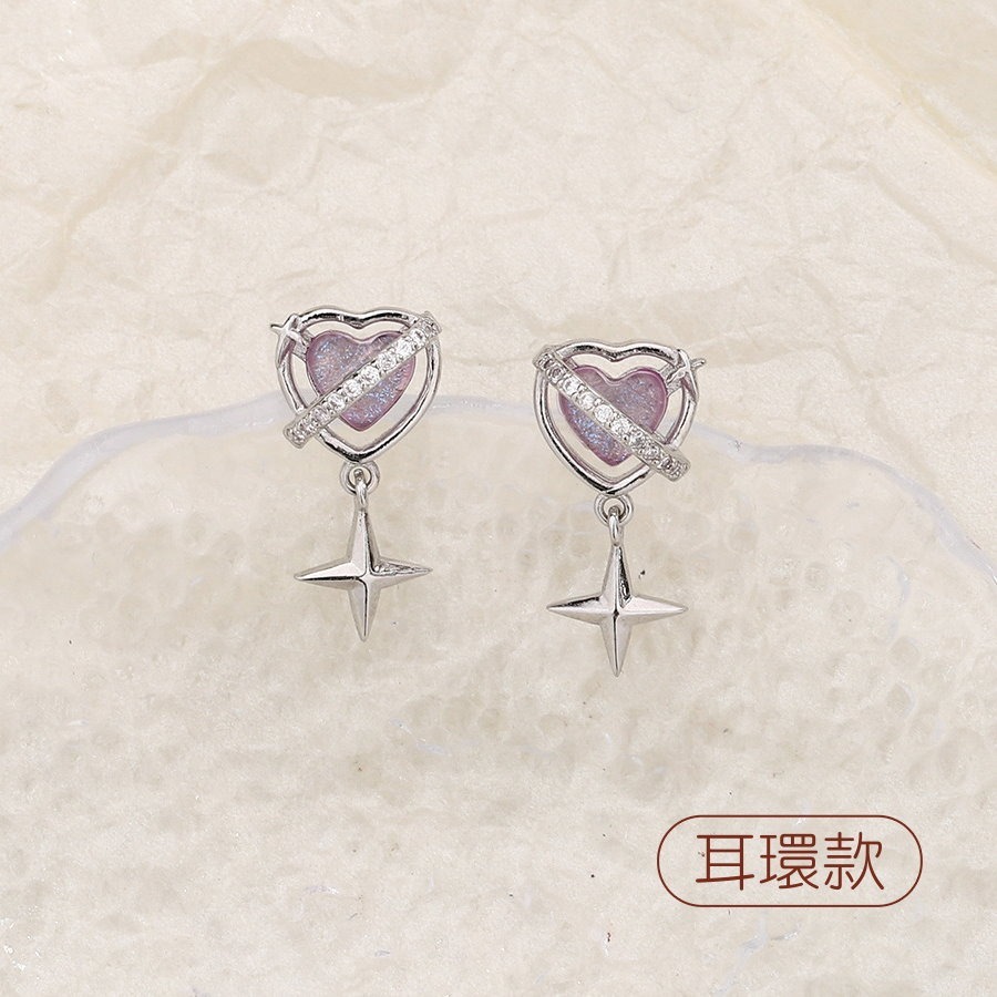 耳環 耳夾 炫彩小巧愛心 星砂感 宇宙愛心 ＊花漾美人＊嚴選-細節圖7