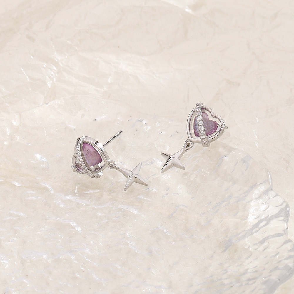 耳環 耳夾 炫彩小巧愛心 星砂感 宇宙愛心 ＊花漾美人＊嚴選-細節圖8