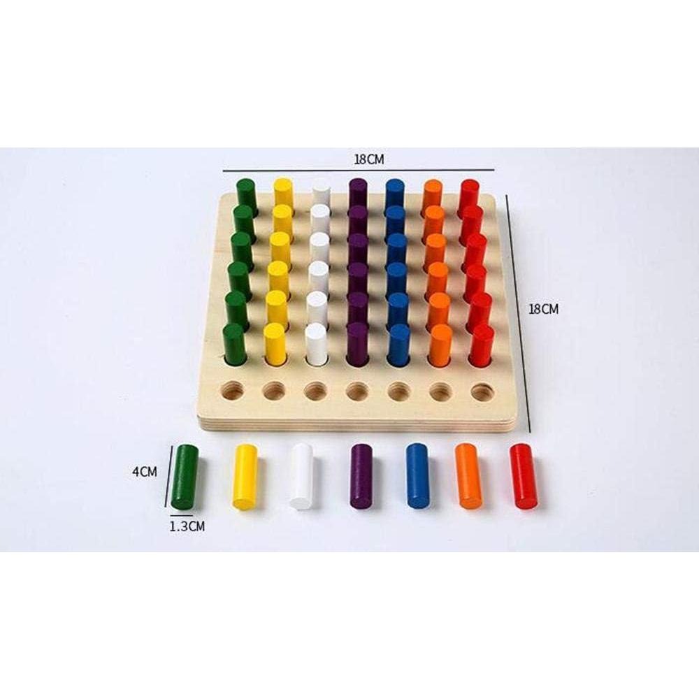 木製圓柱插座積木棒/抓握訓練/顏色辨識/數量計算/專注力訓練/分類訓練/觀察力及手眼協調訓練(附贈積木收納袋)-細節圖2