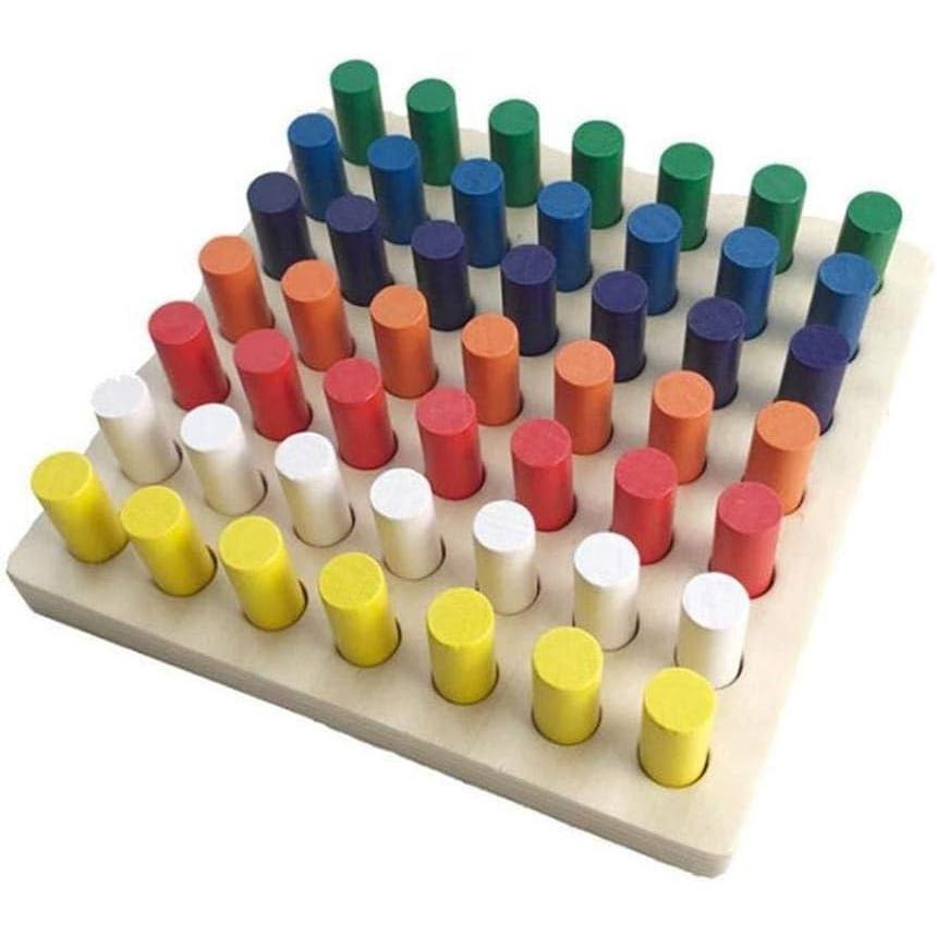 木製圓柱插座積木棒/抓握訓練/顏色辨識/數量計算/專注力訓練/分類訓練/觀察力及手眼協調訓練(附贈積木收納袋)-細節圖3