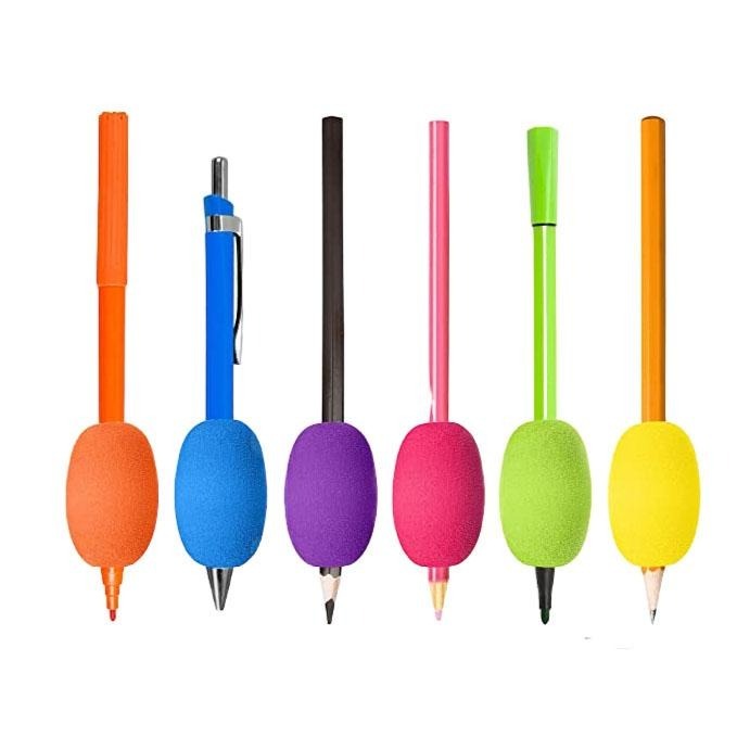 6個裝蛋型握筆器/兒童和成人/彩色軟墊支架/手寫、繪畫、著色/ 符合人體工程學/右手或左手/可重複使用-細節圖4