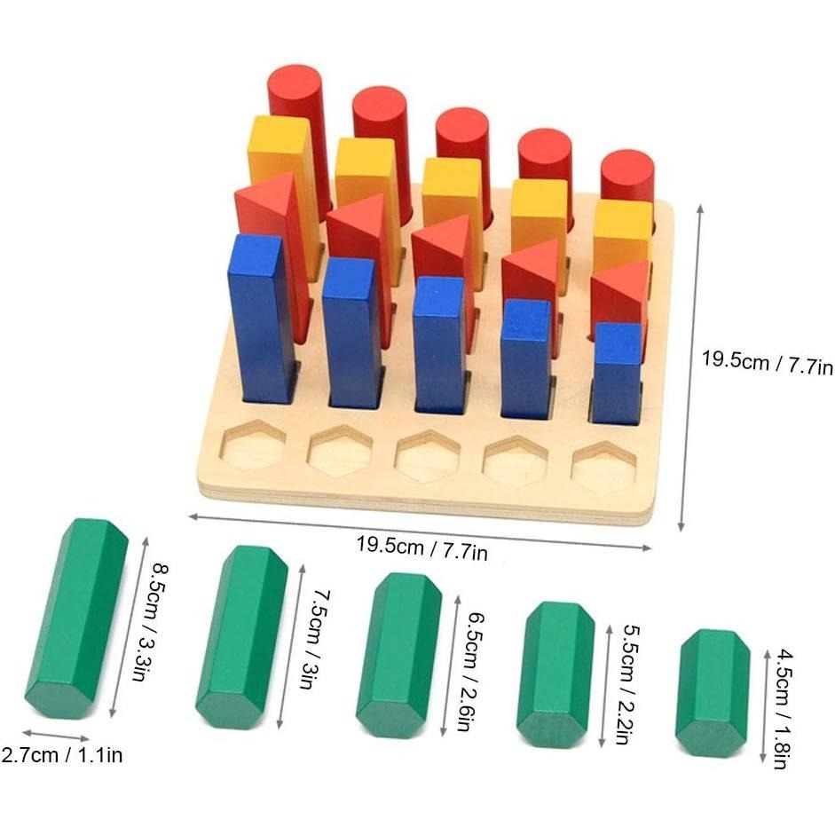 訓練手眼協調/視覺專注力訓練/認識顏色形狀/幾何木製玩具蒙特梭利幼兒玩具/感官形狀分類學習積木-細節圖7