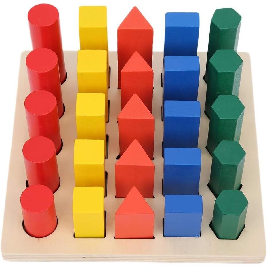 訓練手眼協調/視覺專注力訓練/認識顏色形狀/幾何木製玩具蒙特梭利幼兒玩具/感官形狀分類學習積木-細節圖8