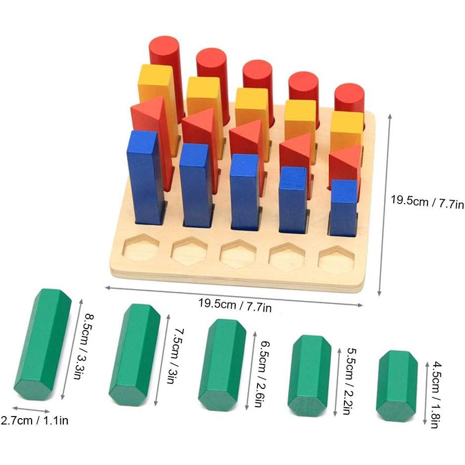 訓練手眼協調/視覺專注力訓練/認識顏色形狀/幾何木製玩具蒙特梭利幼兒玩具/感官形狀分類學習積木(附贈顏色隨機積木收納袋)-細節圖8