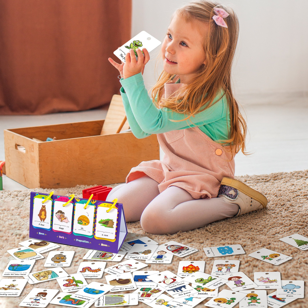 英文單詞建構句子翻翻卡 | 80張英文句子構建卡 | 親子互動英文早教卡片-細節圖4