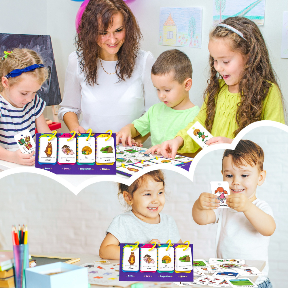 英文單詞建構句子翻翻卡 | 80張英文句子構建卡 | 親子互動英文早教卡片-細節圖5