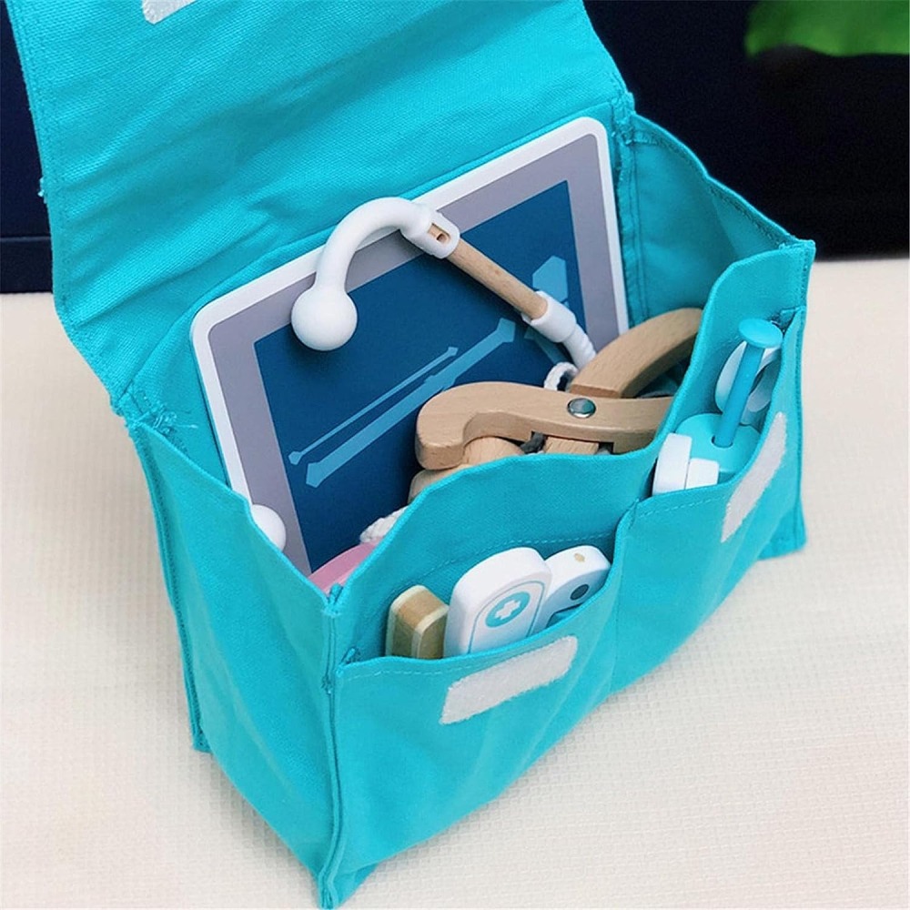 醫生箱 | 兒童木製醫生玩具 |醫生醫療玩具套裝聽診器 |耳鏡和醫生設備，兒童劇場模擬醫生玩具-細節圖4