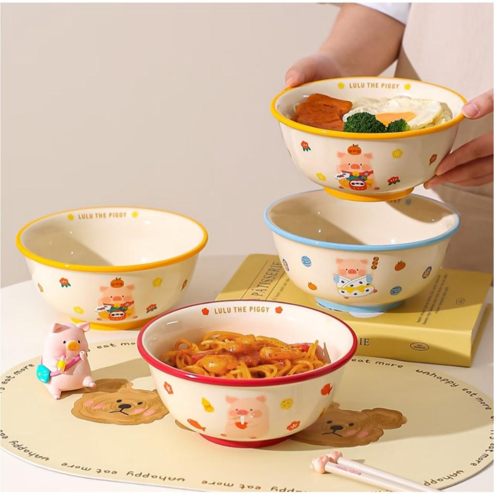 🔥預購🔥川島屋 罐頭豬 LuLu豬 陶瓷碗 湯碗 麵碗 泡麵碗-細節圖3