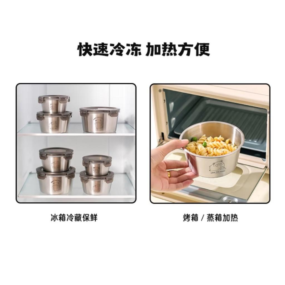 🔥預購🔥川島屋 罐頭豬 LuLu豬 316不繡鋼保鮮盒 便當盒 不鏽鋼便當盒 圓形保鮮盒-細節圖5
