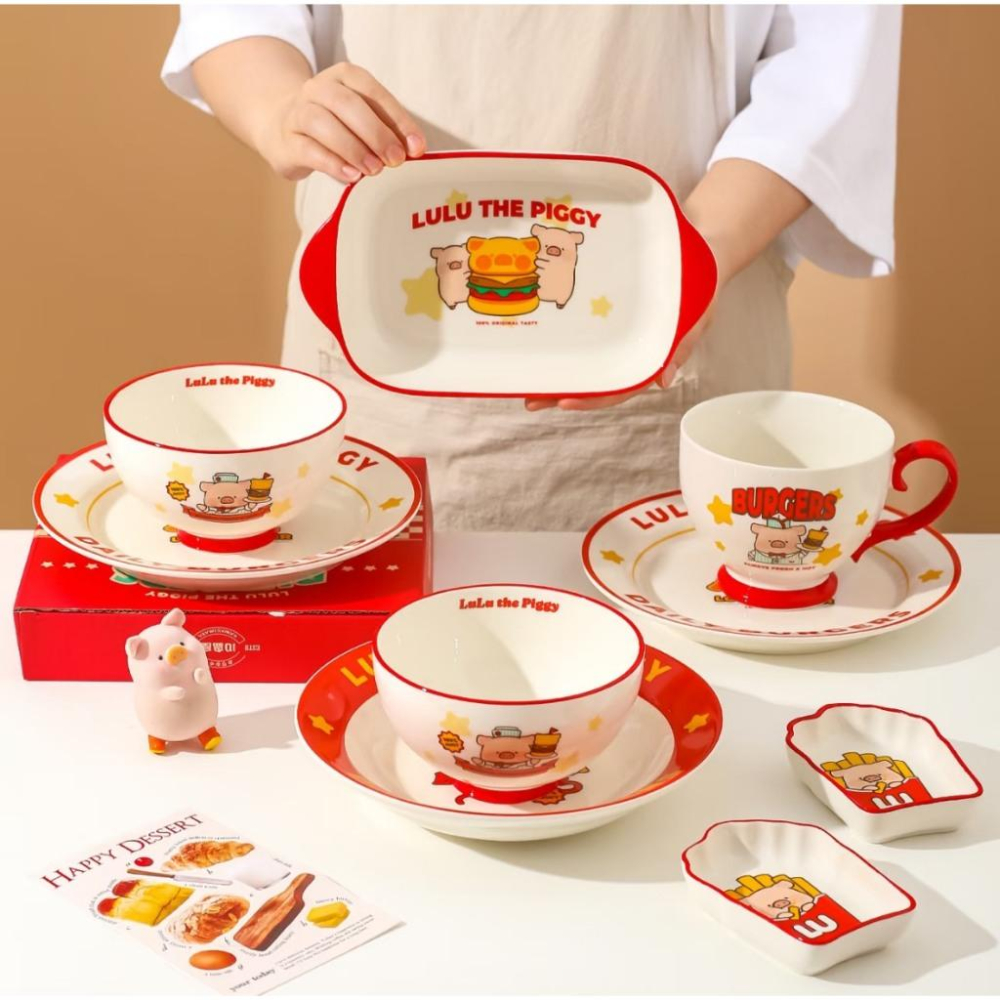 🔥預購🔥川島屋 罐頭豬 LULU豬 可愛漢堡餐具 碗 餐盤 早餐杯 深盤 淺盤-細節圖2