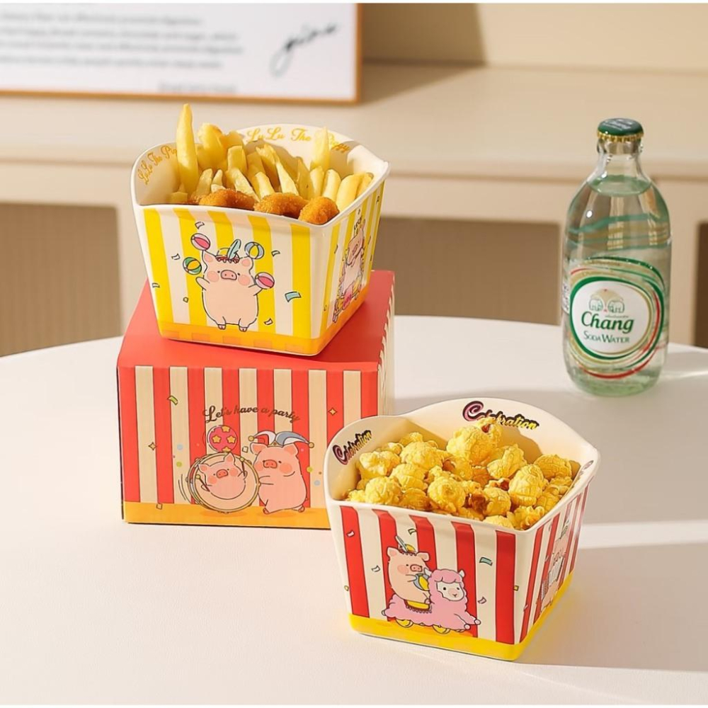 🔥現貨+預購🔥川島屋 罐頭豬 LuLu豬爆米花碗 零食碗 提拉米蘇碗 炸物碗-細節圖4