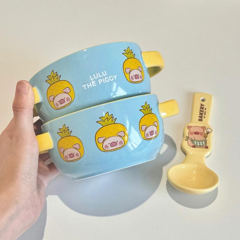 🔥現貨🔥川島屋 罐頭豬 LuLu豬 雙耳碗 陶瓷碗  濃湯碗 微波碗-細節圖2